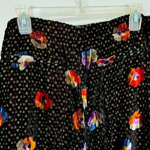 Eva Franco Velvet Black Floral Wide Leg Pants